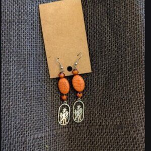 Bigfoot Silvertone Dangle Earrings with Shepherds Hook